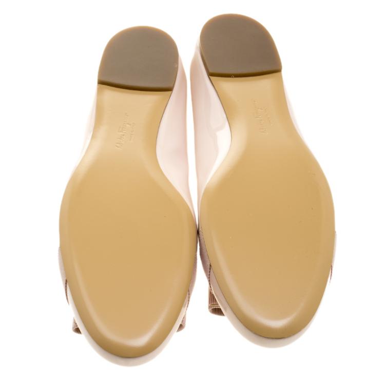 Pre Owned Salvatore Ferragamo Blush Pink Patent Leather Varina Ballet Flats Size 41