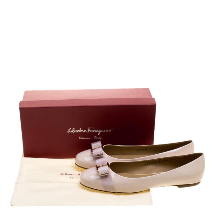 Pre Owned Salvatore Ferragamo Blush Pink Patent Leather Varina Ballet Flats Size 41