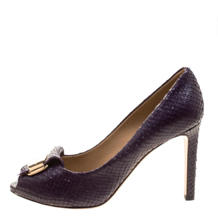 Salvatore Ferragamo Purple Sequins Varina Ballet Flats Size