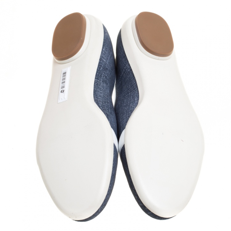Pre Owned Salvatore Ferragamo Blue Denim Audrey Ballet Flats Size 36