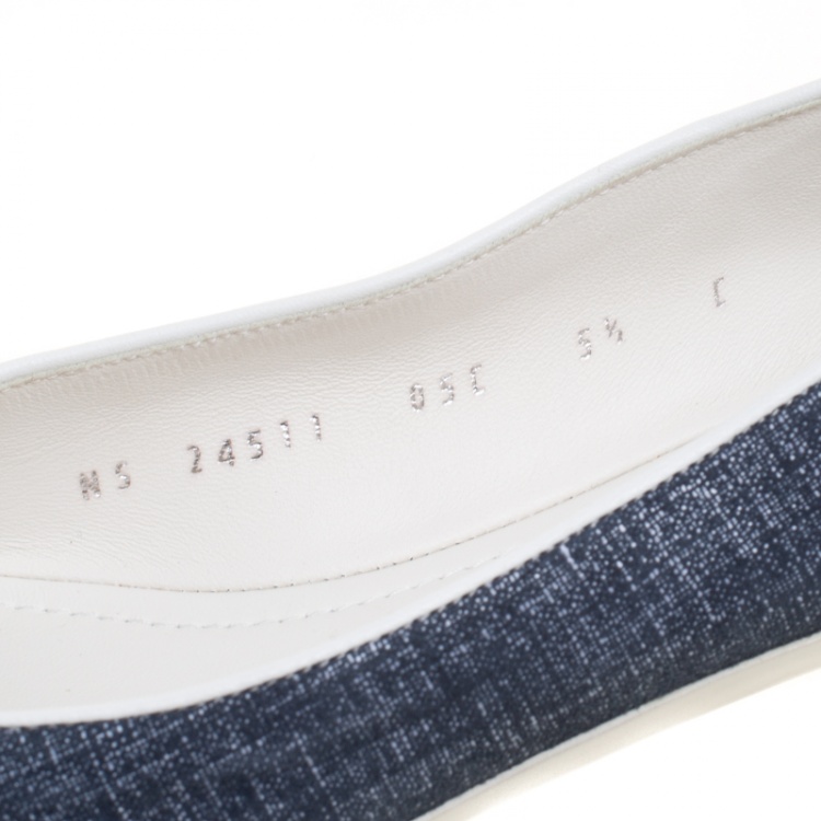 Pre Owned Salvatore Ferragamo Blue Denim Audrey Ballet Flats Size 36