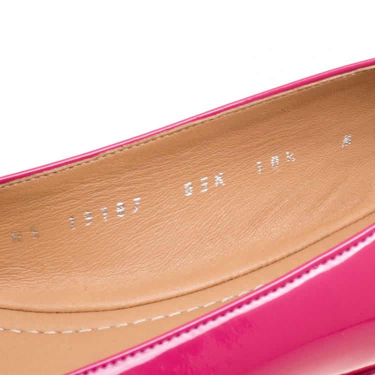 Pre Owned Salvatore Ferragamo Pink Patent Leather Bow Ballet Flats Size 41