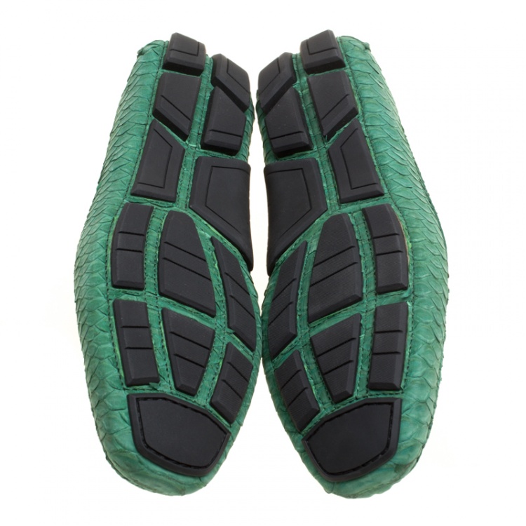 Pre Owned Salvatore Ferragamo Women Green Python Leather Mason Gancio Bit Loafers Size 40.5
