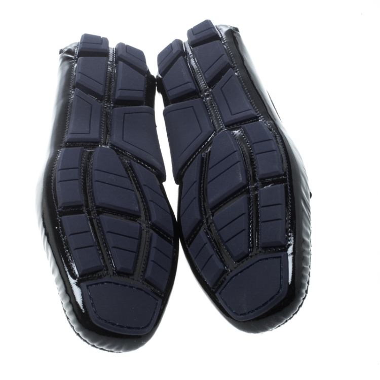 Pre Owned Salvatore Ferragamo Black Patent Leather Parigi Gancini Driver Loafers Size 40.5