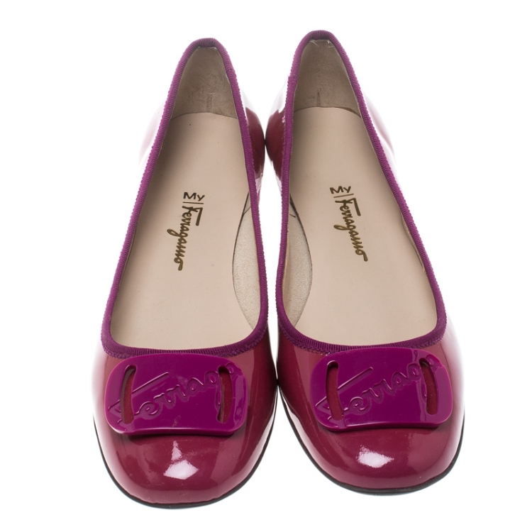 Pre Owned Salvatore Ferragamo Pink Patent Leather My Charmel Flats Size 40.5