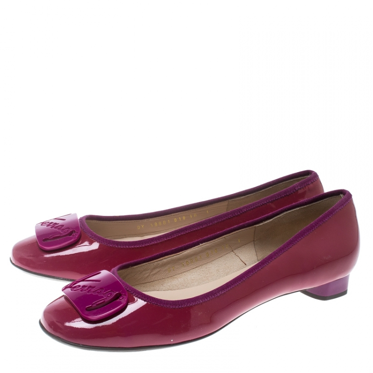 Pre Owned Salvatore Ferragamo Pink Patent Leather My Charmel Flats Size 40.5