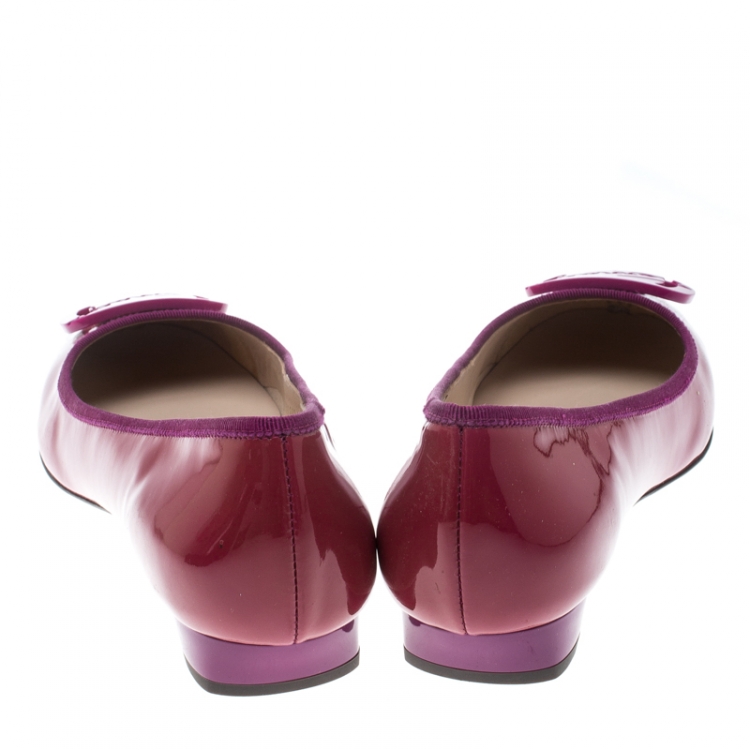 Pre Owned Salvatore Ferragamo Pink Patent Leather My Charmel Flats Size 40.5