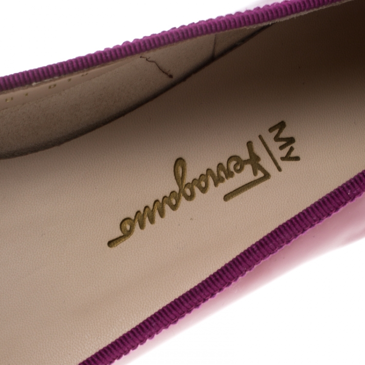 Pre Owned Salvatore Ferragamo Pink Patent Leather My Charmel Flats Size 40.5