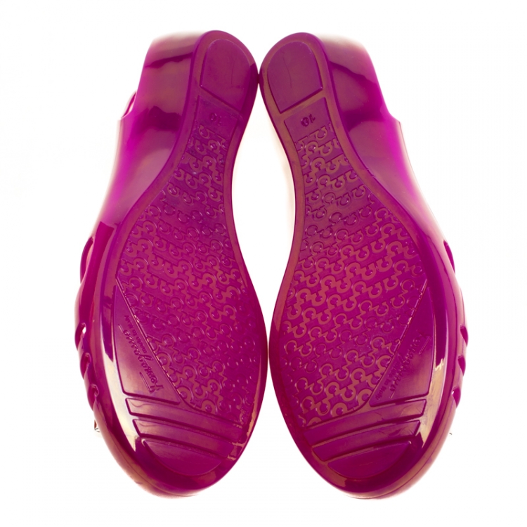 Pre Owned Salvatore Ferragamo Purple Jelly Bermuda Flats Size 40.5