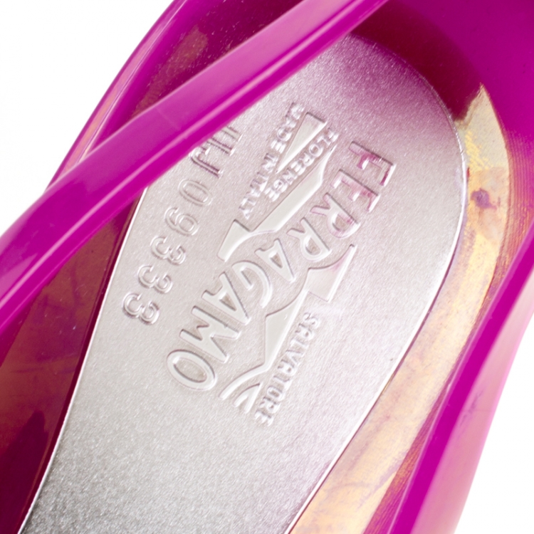 Pre Owned Salvatore Ferragamo Purple Jelly Bermuda Flats Size 40.5