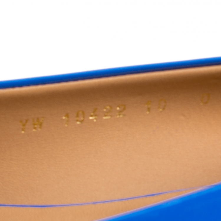 Pre Owned Salvatore Ferragamo Blue Patent Leather Varina Ballet Flats Size 40.5