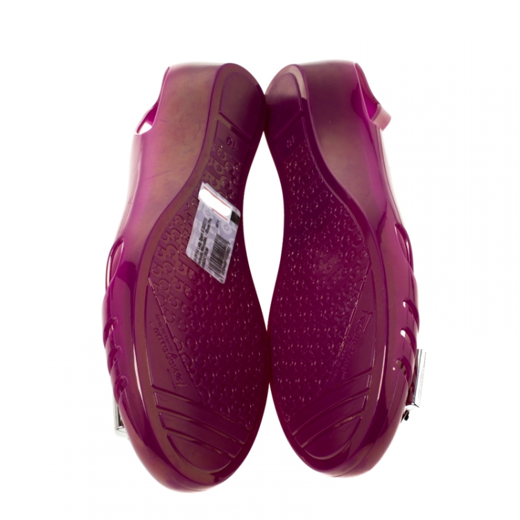 Pre Owned Salvatore Ferragamo Purple Jelly Bermuda Flats Size 40.5