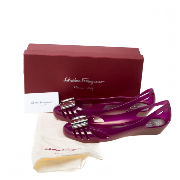 Pre Owned Salvatore Ferragamo Purple Jelly Bermuda Flats Size 40.5