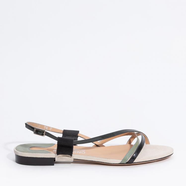 サンダル・ミュール SALVATORE FERRAGAMO Black Fabric And Leather Sandals Salvatore Ferragamo Men's Size 8 Slides
