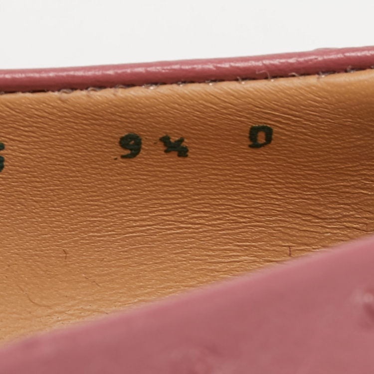 Pre Owned Salvatore Ferragamo Pink Embossed Leather Vara Bow Ballet Flats Size 40