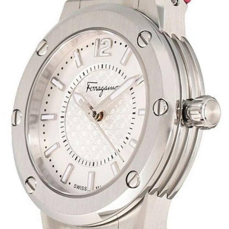 Pre Owned Salvatore Ferragamo Silver Stainless Steel FIG010015 Women's Wristwatch 33MM