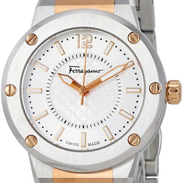 Pre Owned Salvatore Ferragamo Silver Stainless Steel F-80 Women's Wristwatch 33MM