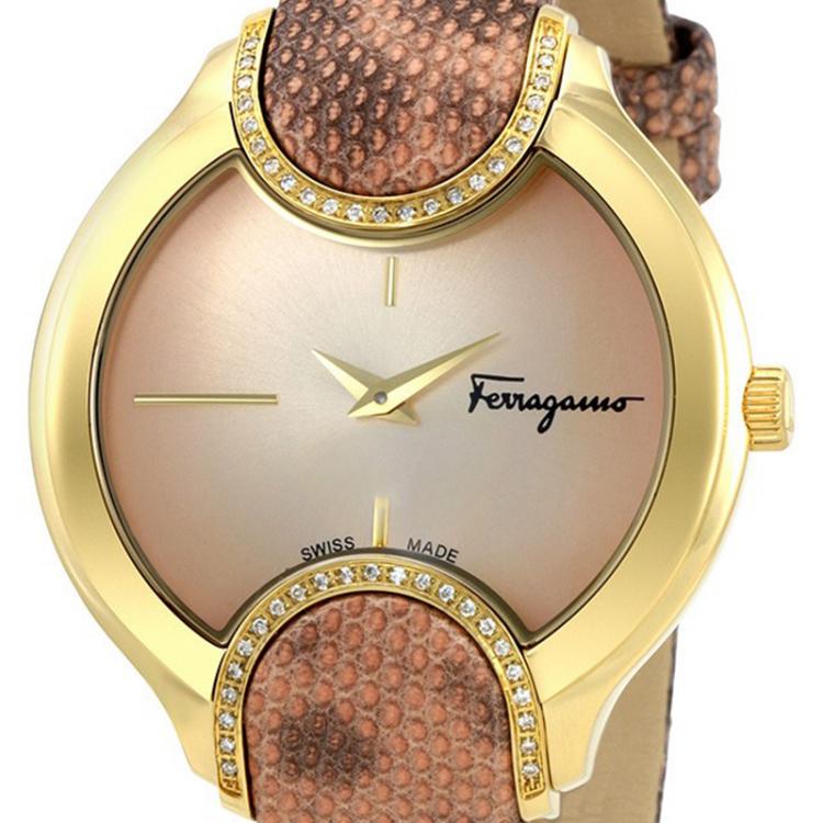 Pre Owned Salvatore Ferragamo Pink Gold Plated Stainless Steel FIZ050015 Women's Wristwatch 38MM