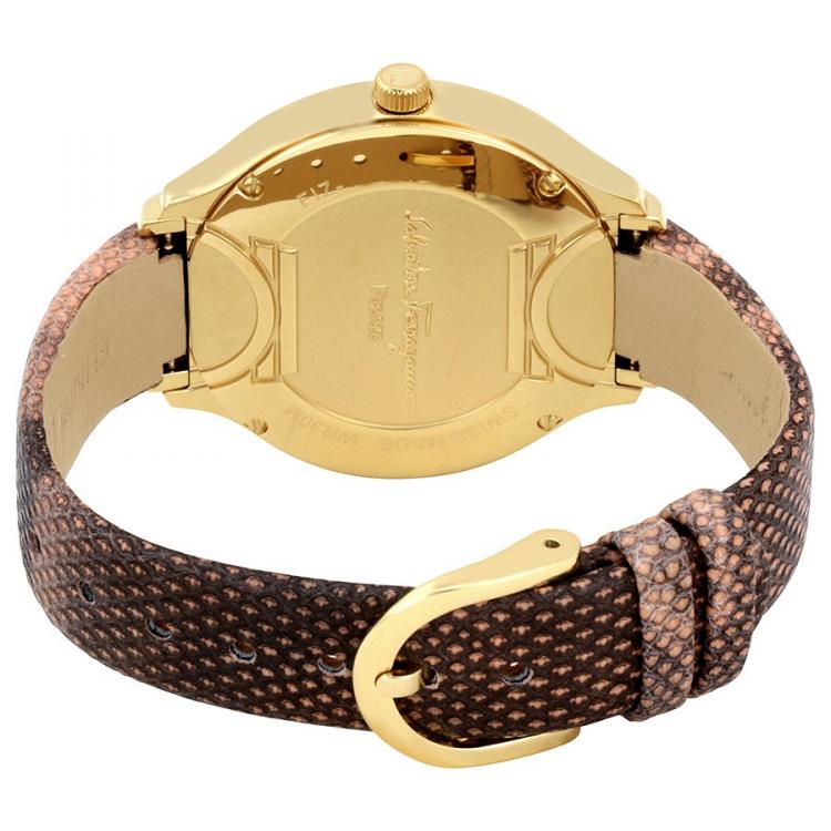 Pre Owned Salvatore Ferragamo Pink Gold Plated Stainless Steel FIZ050015 Women's Wristwatch 38MM