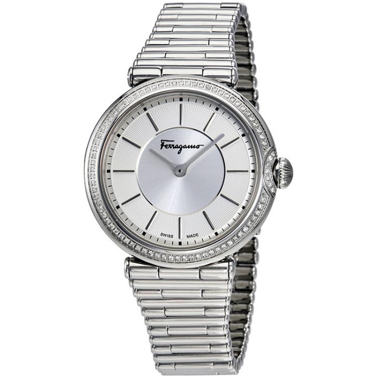 Pre Owned Salvatore Ferragamo Silver Stainless Steel FIN050015 Women's Wristwatch 36MM