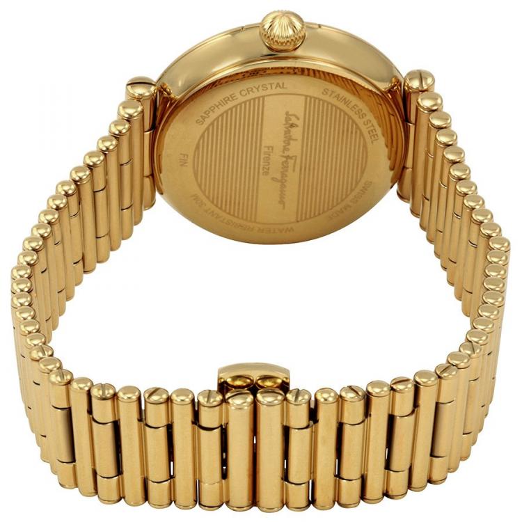Pre Owned Salvatore Ferragamo Red Gold Ion-Plated Stainless Steel FIN060015 Women's Wristwatch 36MM