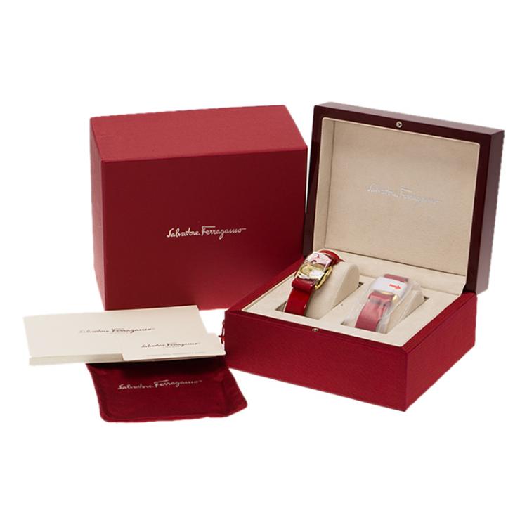 Pre Owned Salvatore Ferragamo Diamond Gold-Plated Stainless Steel Varina Women's Wristwatch 26MM