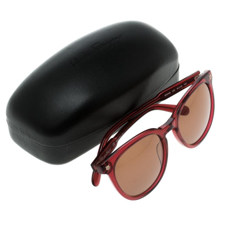 Pre Owned Salvatore Ferragamo Burgundy SF 816S Wayfarer Sunglasses