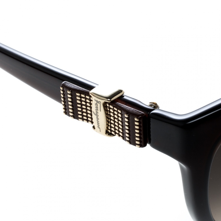 Pre Owned Salvatore Ferragamo Brown SF760S Cat Eye Sunglasses