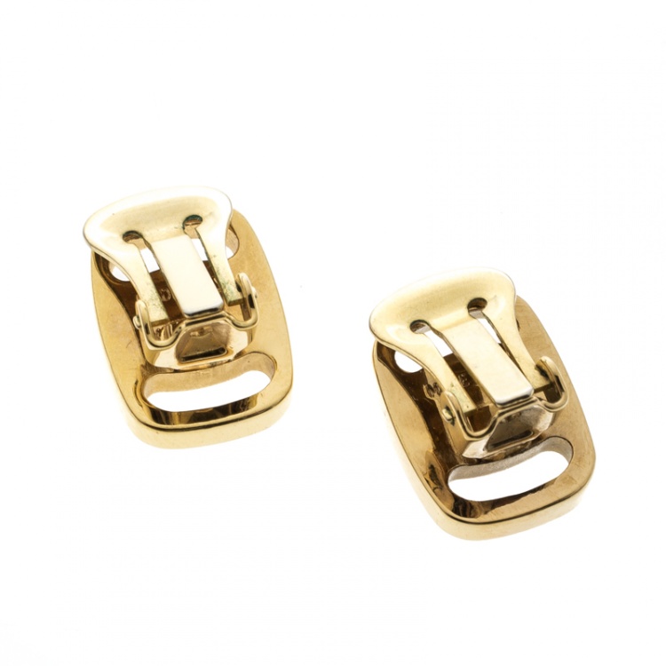 Pre Owned Salvatore Ferragamo Vara Gold Tone Clip-On Stud Earrings