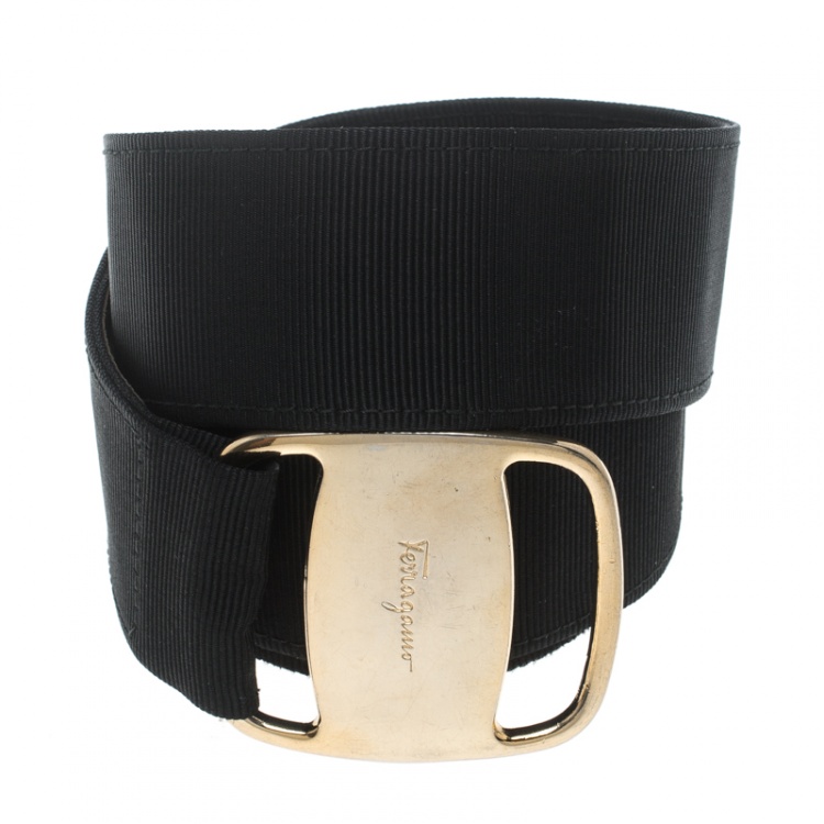 Pre Owned Salvatore Ferragamo Black Fabric Adjustable Belt One Size