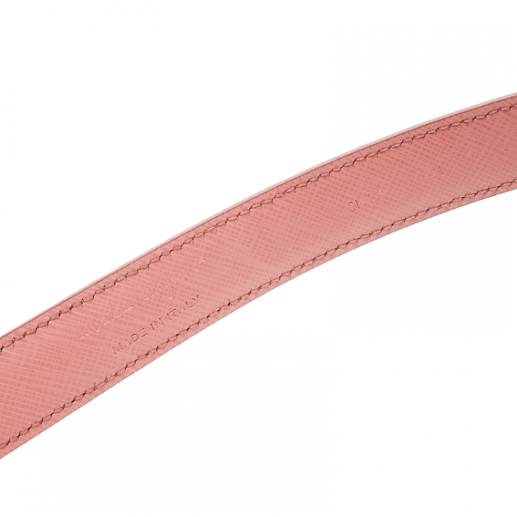 Pre Owned Salvatore Ferragamo Blush Pink Leather Vara Bow Skinny Belt Size 85 CM