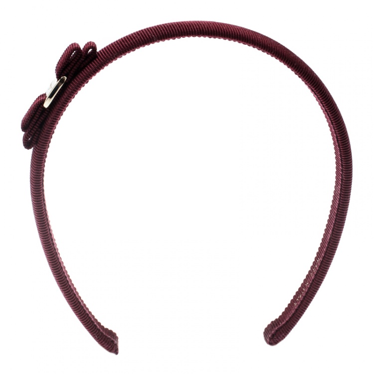 Pre Owned Salvatore Ferragamo Burgundy Gold Tone Vara Headband