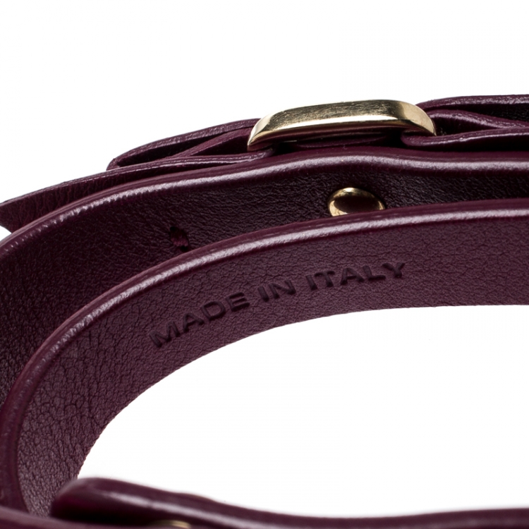 مملوكة مسبقًا Salvatore Ferragamo Aubergine Leather Vara Bow Double Wrap Bracelet