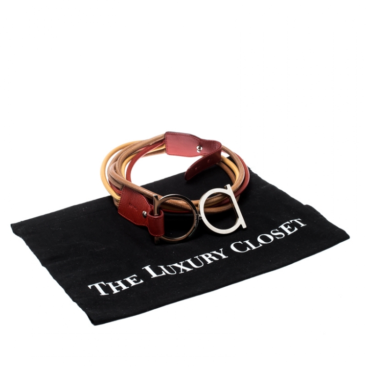 Pre Owned Salvatore Ferragamo Multicolor Leather String Belt 90CM