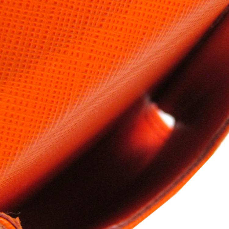 Pre Owned Salvatore Ferragamo Orange Leather Phone Pouch