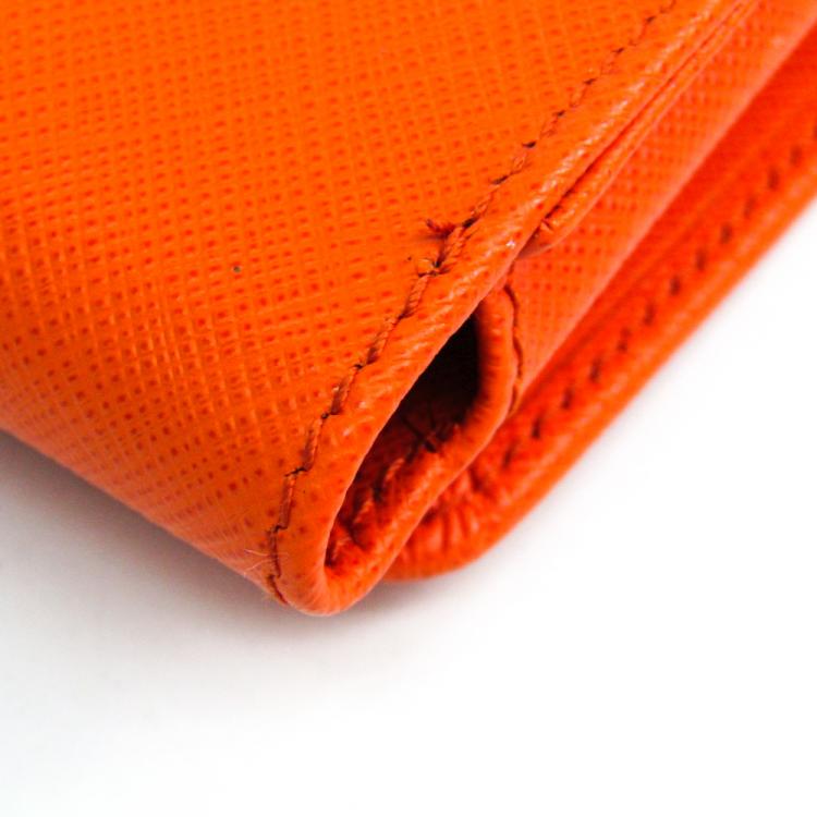 Pre Owned Salvatore Ferragamo Orange Leather Phone Pouch