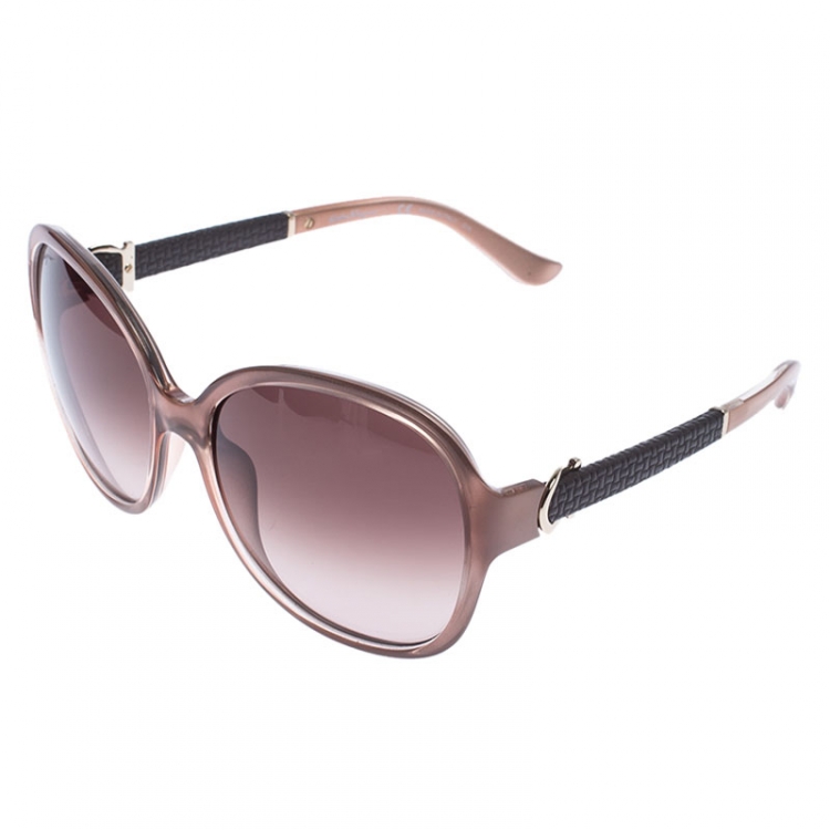 Pre Owned Salvatore Ferragamo Pink/Brown Gradient SF764SL Oversized Round Sunglasses