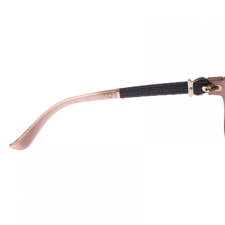 Pre Owned Salvatore Ferragamo Pink/Brown Gradient SF764SL Oversized Round Sunglasses