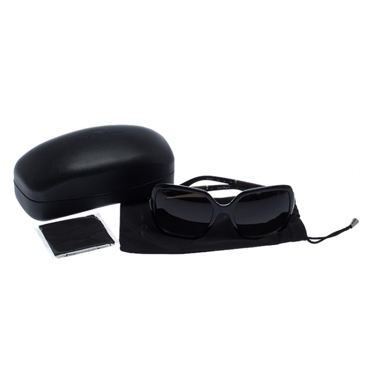 Pre Owned Salvatore Ferragamo Black/Brown Gradient SF765SL Gancini Oversized Sunglasses