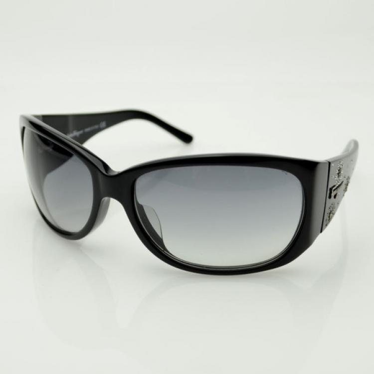 Pre Owned Salvatore Ferragamo Black Sunglasses With Crystals