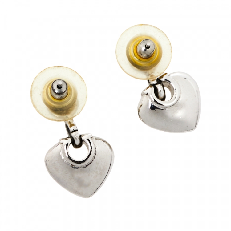 مملوكة مسبقًا Salvatore Ferragamo Crystal Heart Drop Earrings