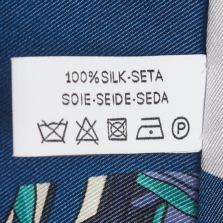 Pre Owned Salvatore Ferragamo Blue Printed Silk Scarf 