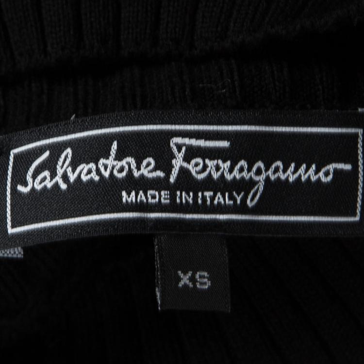 Pre Owned Salvatore Ferragamo Fall'16 Colorblock Button Detail Ribbed Wool Sweater XS