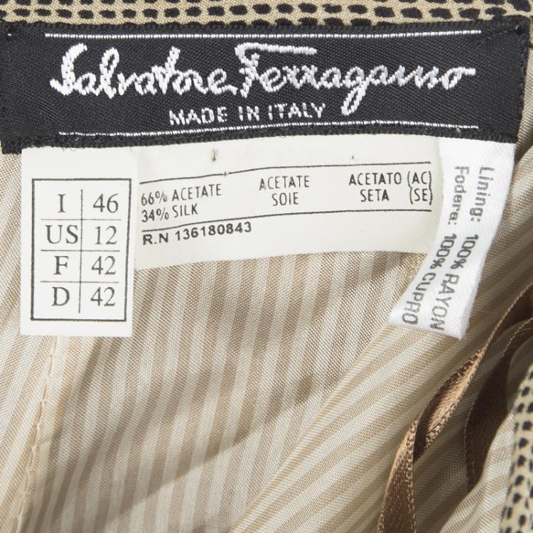 Pre Owned Salvatore Ferragamo Vintage Brown Printed Skirt L