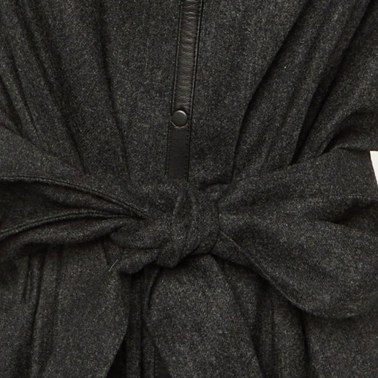 Pre Owned Gianfranco Ferré Charcoal Grey Wool Midi Dress M