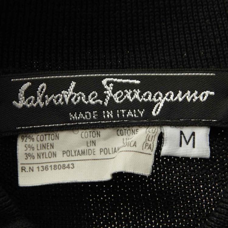 Pre Owned Salvatore Ferragamo Black Color Block Knit Top M