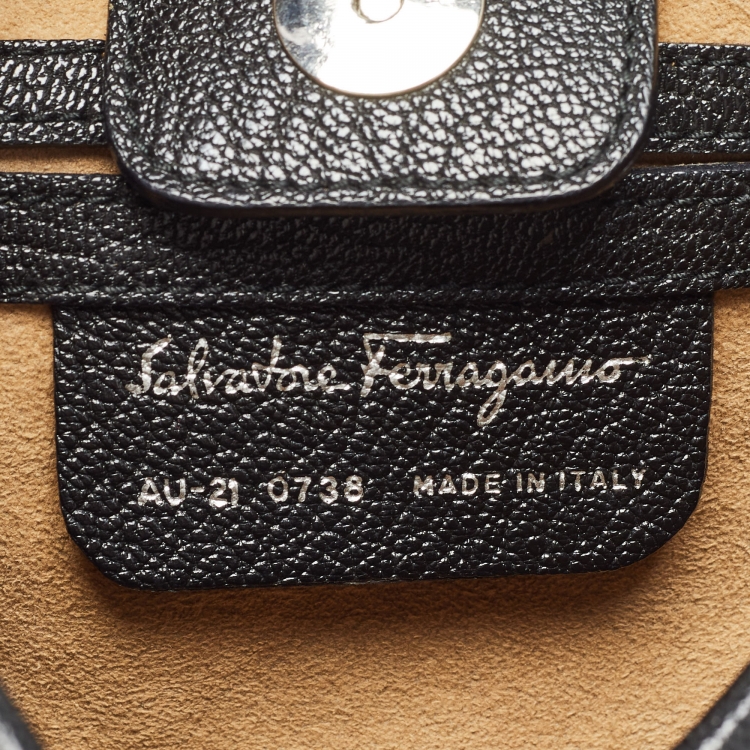 Pre Owned Salvatore Ferragamo Black Leather and Suede Hobo