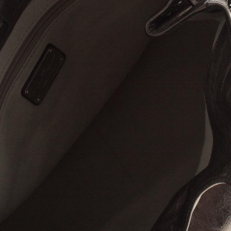 مملوكة مسبقًا Salvatore Ferragamo Metallic Grey Leather Tote