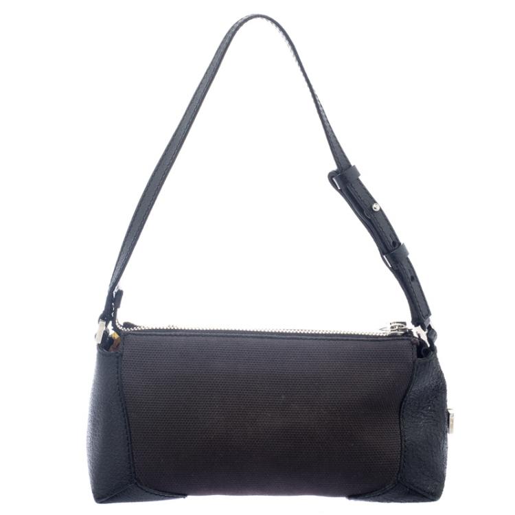 Pre Owned Salvatore Ferragamo Black Canvas and Leather Cosmetic Pouch