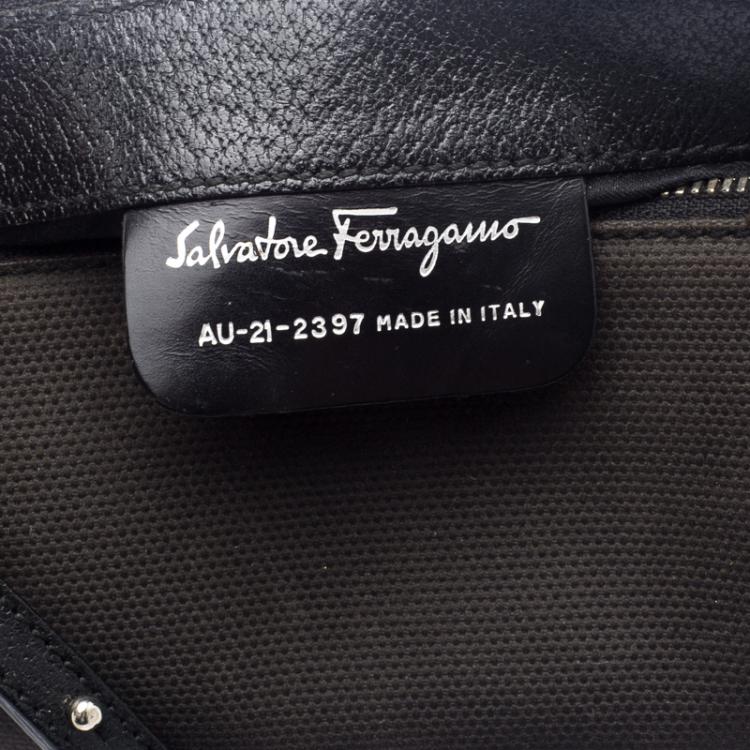 Pre Owned Salvatore Ferragamo Black Canvas and Leather Cosmetic Pouch